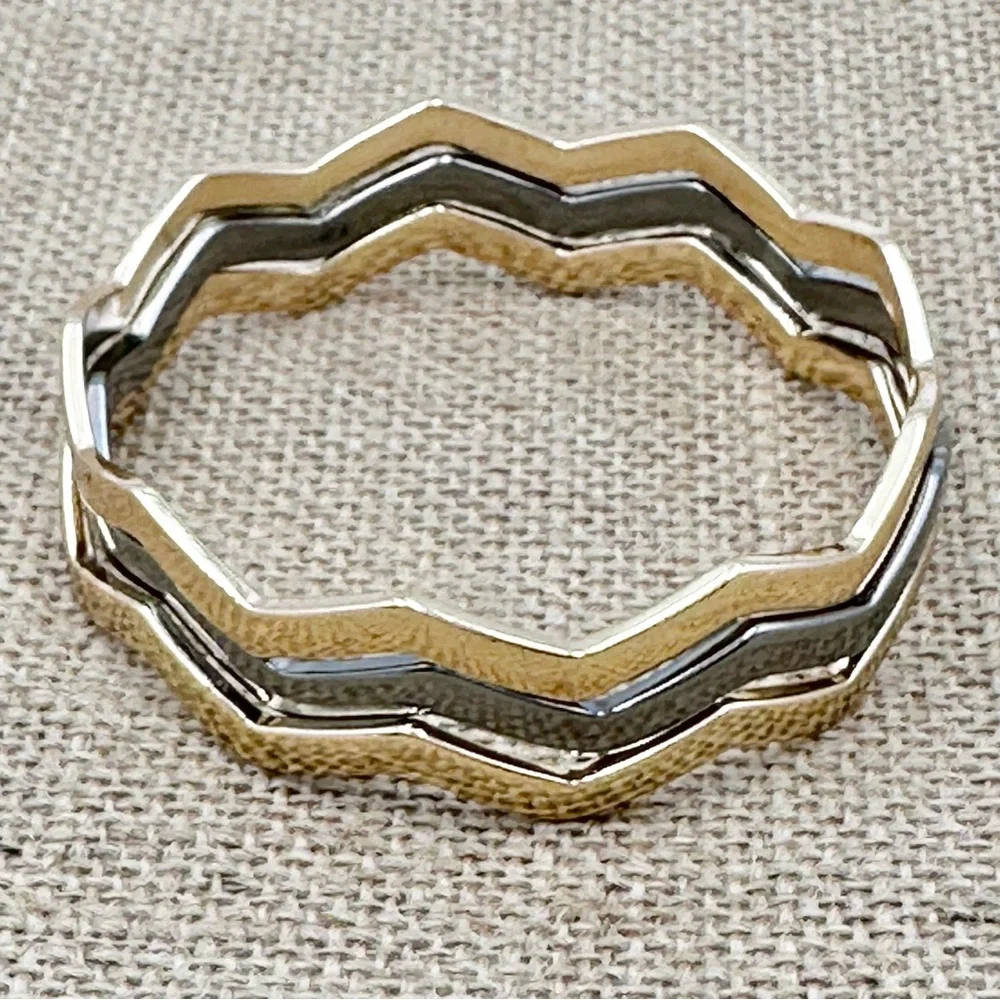 3 Gold Tone & Gun Metal Chevron Bangle Bracelets